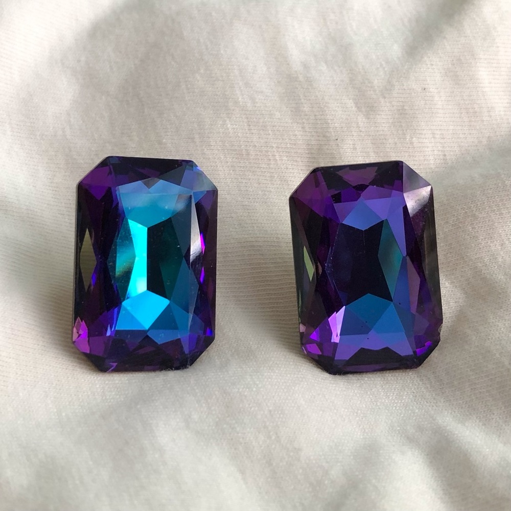 Vintage Emerald Cut Amethyst Earrings